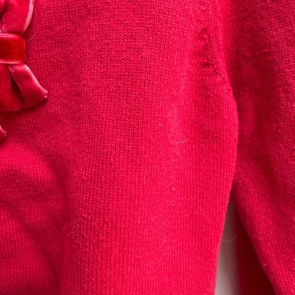 Hartstrings 3T Girls Red Bow Button Down Sweater - Picture 4 of 6